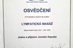 Osvědčení lymfatická masáž Jaroslav Kapusta